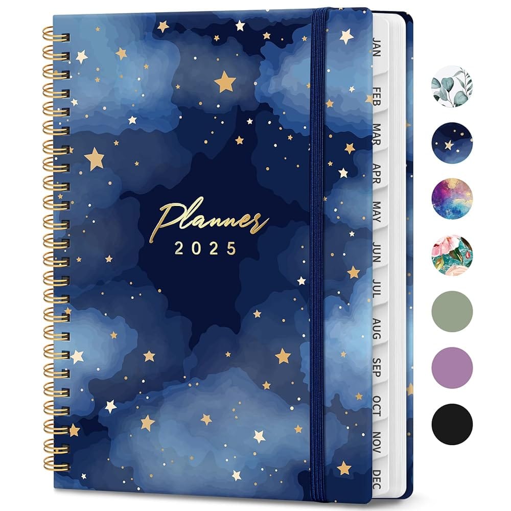 2025 Planner, Weekly and Monthly Calendar Planner Book, January 2025 – December 2025, HardCover Planner 2025 with Monthly Tabs, Notes Pages, Spiral Bound, Inner Pocket, A5 (6.4″…