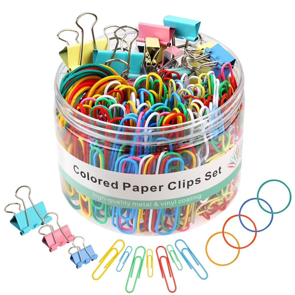 300 Pcs Paper Clips, Binder Clips and Rubber Bands, Office Supply Set, Paper Clips and Paper Clamps, School Supplies Office Supplies Teacher Supplies for Office Desk Essentials…