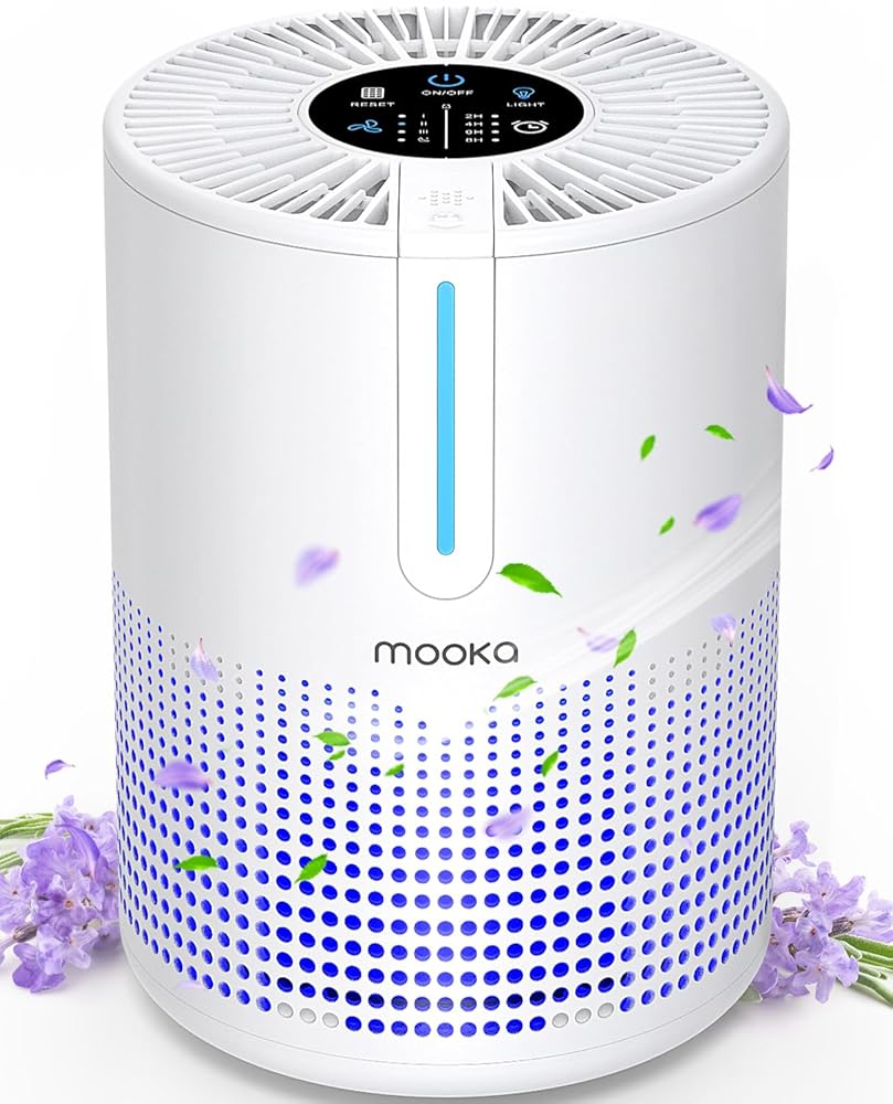 Air Purifiers for Bedroom Home 430 Sq.Ft, MOOKA H13 HEPA Filter Small Portable Air Purifier with USB Cable Fragrance Sponge for Smokers Pollen Pets Dust Odors, Desktop Air…