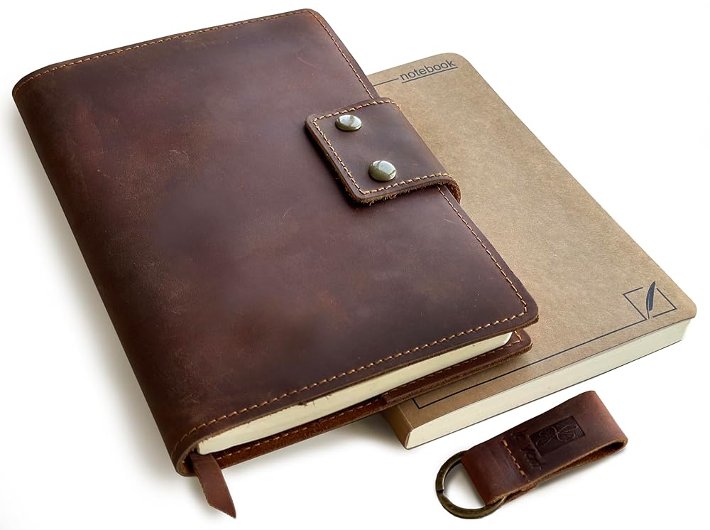 Albero Refillable Leather Journal – Genuine Leather Cover – 2 Premium Notebooks (Lined and Blank) – 200 Ink-Proof Pages – A5 Size – Men and Women – Versatile Diary, Planner,…