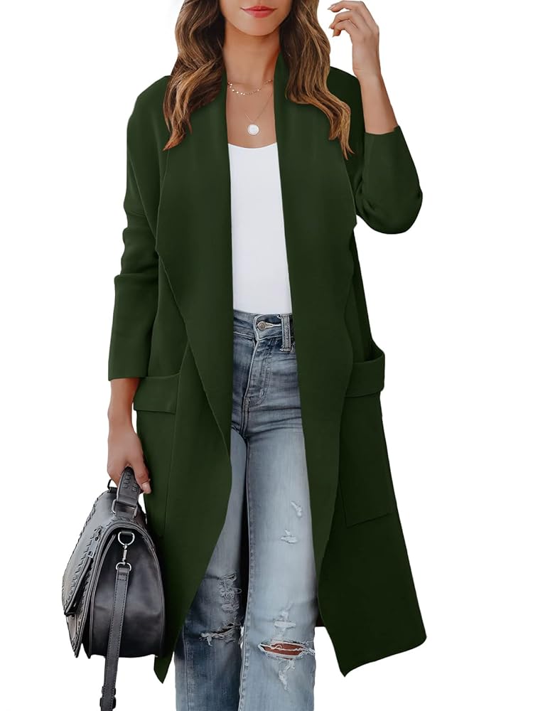 ANRABESS Women’s Long Cardigan Sweater 2024 Fall Fashion Casual Oversized Knit Open Front Coatigan Jacket Coat Trendy Outfits