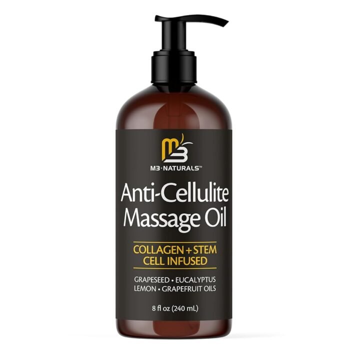 Anti Cellulite Massage Oil and Sore Muscle Body Oil | Massage Oil for Massage Therapy | Collagen and Stem Cell Skin Tightening Cellulite Cream and Massage Lotion for Women 8 Fl...