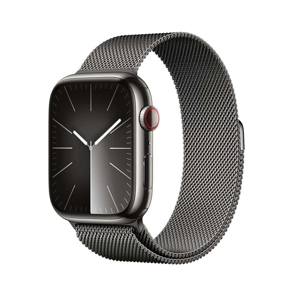 Apple Watch Series 9 [GPS + Cellular 45mm] Smartwatch with Graphite Stainless Steel Case with Graphite Milanese Loop. Fitness Tracker, Blood Oxygen & ECG Apps, Always-On Retina…