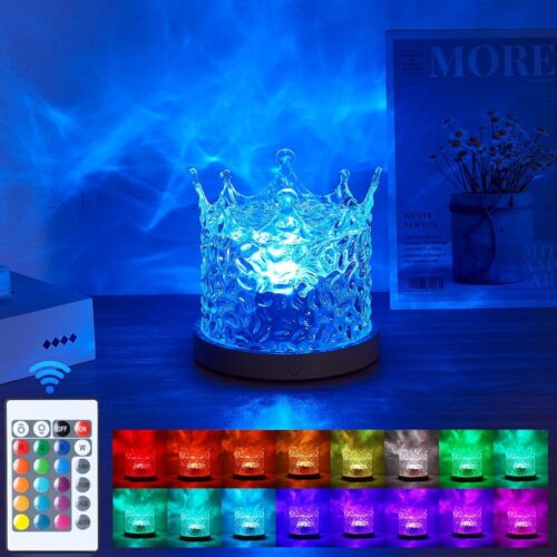 Aurora Glow Lamp,Corded Ocean Lamp Northern Lights Aura Lamp Ocean Wave Projector with 16 Colors and Dynamic Ripple Effect for Living Room Bedroom Decor - Crown