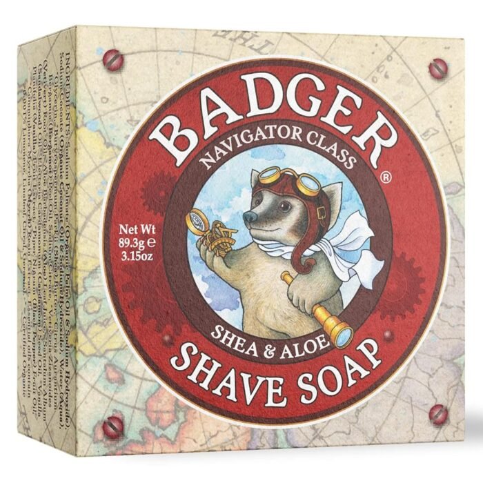 Badger - Shaving Soap Puck, Aloe Vera & Coconut Oil with Bergamot Essential Oil, Natural Shave Soap Puck, Mens Shaving Soap Bar, Shaving Cream Puck, 3.15 oz Bar
