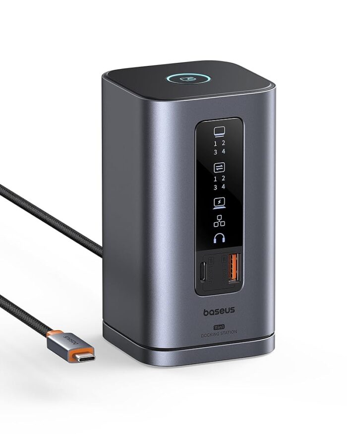Baseus Docking Station, Spacemate(Win) 11 in 1, Triple Display, 4K HDMI and DP, 10Gbps USB A/C Ports, Gigabit Ethernet, 100W PD, Audio, Laptop Docking Station for...