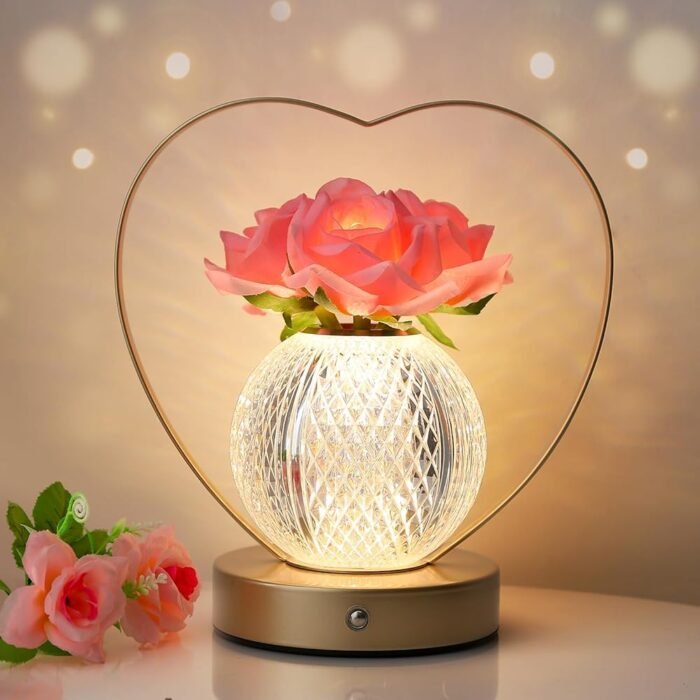 Birthday Gifts for Women,Roses Flower Lamp,Portable Night Light ,Rechargeable Cordless LED Touch Lamp,3-Colour Infinitely Dimming Small Lamp,Gifts for Mom for Valentine...