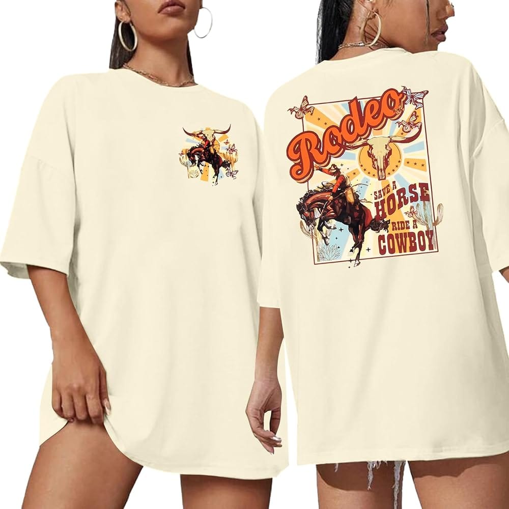 Boho Cow Skull Shirt Women Cowgirl t Shirt Vintage Western Rodeo Graphic Tee Short Sleeve Bull Skull Casual Top