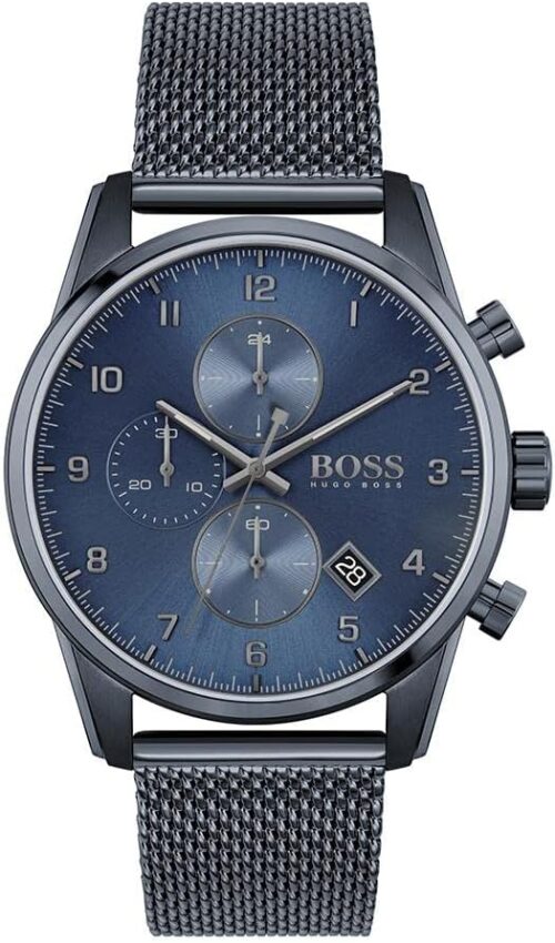 BOSS Men's Quartz Watch with Stainless Steel Strap, Blue, 22 (Model: 1513836)