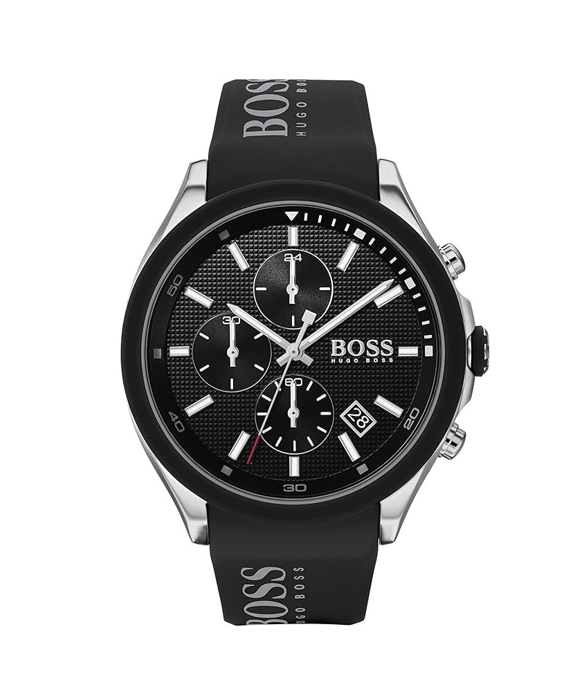 BOSS Men’s Stainless Steel Quartz Watch with Silicone Strap, Black, 22 (Model: 1513716)