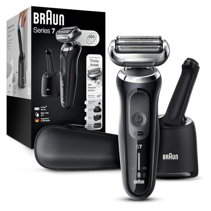 Braun Series 7 7085cc Flex Rechargeable Wet & Dry Men's Electric Shaver with Clean & Charge Station, Stubble & Beard Trimmer