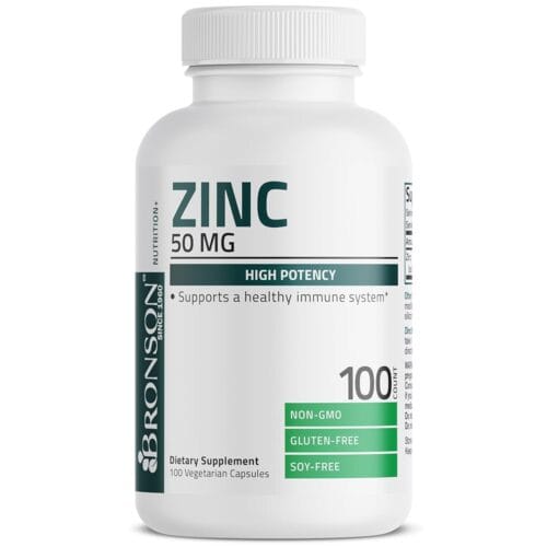 Bronson Zinc 50mg Complex (Zinc Oxide 50% & Zinc Picolinate 50%) High Potency Immune Support Supplement & Antioxidant and Skin Health - Non GMO, 100 Vegetarian Capsules