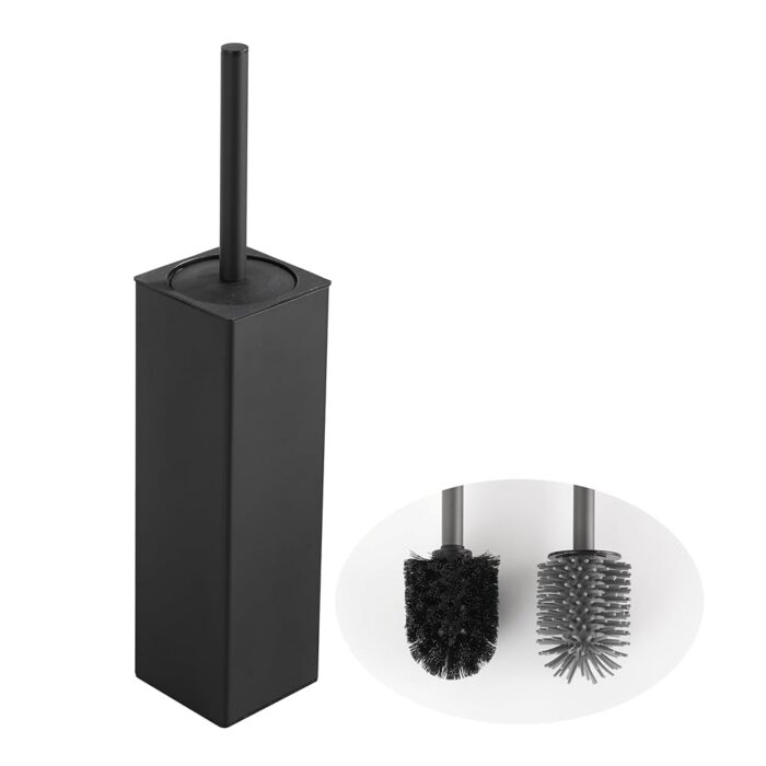BVL Toilet Brush and Holder Set Black Freestanding for Bathroom