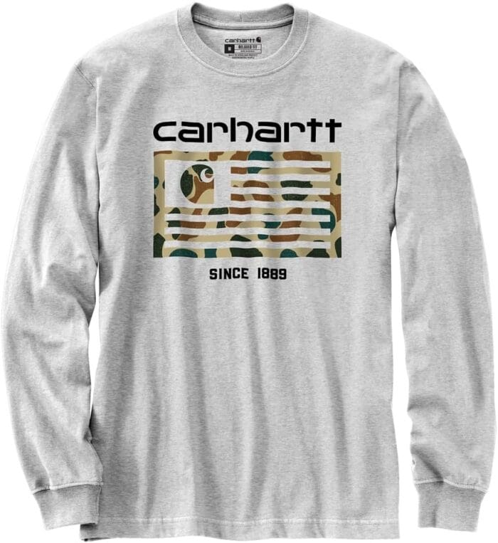Carhartt Men's Relaxed Fit Midweight Long-Sleeve Camo Flag Graphic T-Shirt