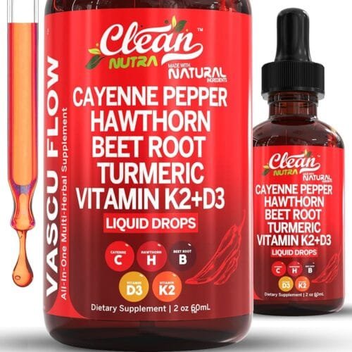 Cayenne Pepper Supplement Liquid Drops + Hawthorn Berry, Vitamin D3 K2 Beet Root Powder, Ceylon Cinnamon, Turmeric Curcumin, Organic Panax Ginseng, Berberine Extract VIT D K by...