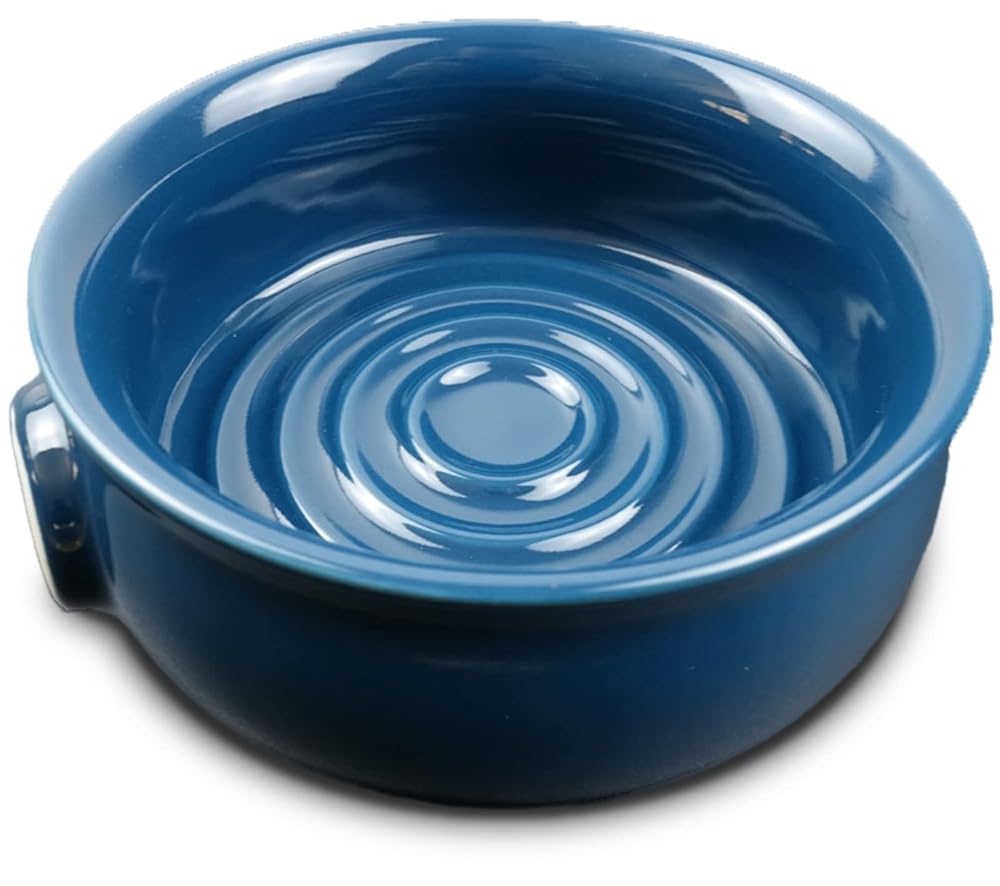 Ceramic Shaving Bowl, Non-slip Handle, Wide Mouth-Dark Green