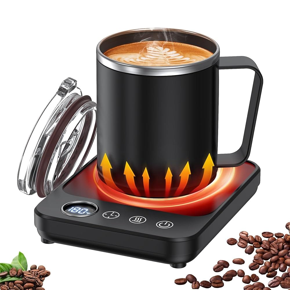 Coffee Mug Warmer & Mug Set for Desk, Electric Coffee Cup Warmer with 6 Temp Settings Auto Shut Off, 16oz Heated Mug for Heating Coffee Milk, Coffee Gifts for Women Men, Office...