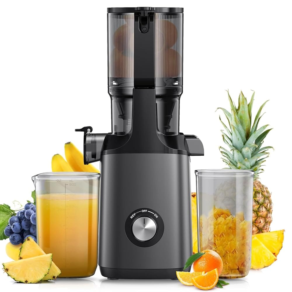 Cold Press Juicer, JoyBear Slow Masticating Machines with 5.3" Extra Large Feed Chute Fit Whole Fruits Vegetables Easy Clean Self Feeding Effortless for Batch Juicing, High...
