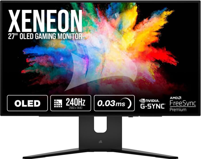 Corsair XENEON 27QHD240 27-Inch OLED Gaming Monitor - 2560 x 1440, 240Hz, 0.03ms, NVIDIA G-SYNC Compatible, AMD FreeSync™ Premium, DisplayHDR10, HDMI 2.1, DisplayPort 1.4, USB-C...