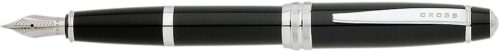 Cross Bailey Fountain Pen, Medium Point, 0.85mm, Matte Black Barrel, with 6 Black Ink Cartridges (AT0456H-11MS/3)