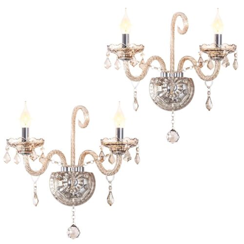 CRYSTOP Elegant Classic Crystal Wall Sconce, Candle Sconces Wall Decor Set of 2 Perfect Hang on The Wall for Living Room Bathroom Entryway Hallway Hotel Galleries Exhibition Room