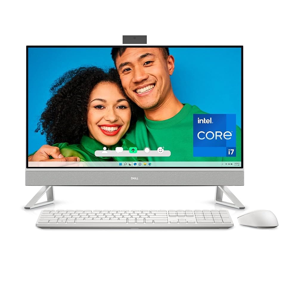 Dell Inspiron 27 7720 All-in-One – 27-inch FHD Display, Intel Core i7-1355U, 16GB DDR4 RAM, NVIDIA GeForce MX550 GDDR6 Graphics, Windows 11 Home, Services Included – White