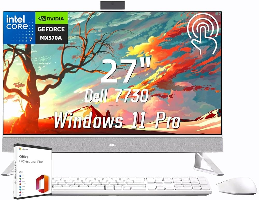Dell Inspiron 7730 All in One Touchscreen Desktop Computer with MS Office Lifetime License, Core 7-150U, 32 GB RAM, 1 TB SSD, NVIDIA GeForce MX570A, WiFi 6E, Wireless KB & Mouse…