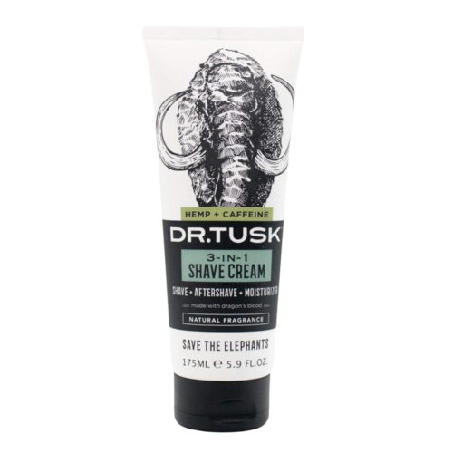 DR. TUSK 3-in-1 Shaving Cream | 97% Natural Shave Cream for Men | Shave, Aftershave and Moisturizer | Aloe, Caffeine, Hempseed Oil and Dragons Blood | 5.9 Fl Oz