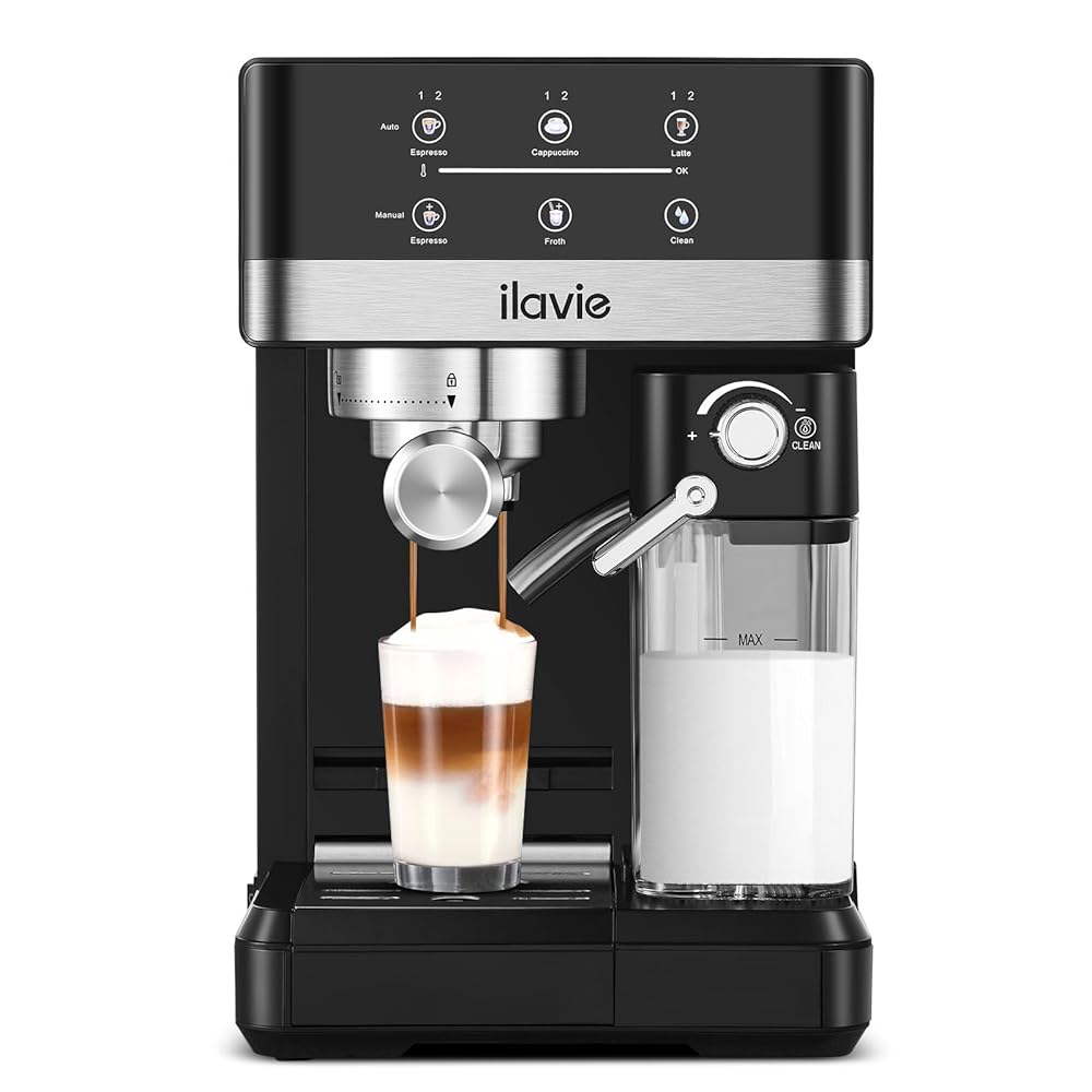 Espresso Machine Cappuccino Latte Coffee Espresso Maker, Auto Milk Frother for Smooth Milk Bubbles, Detachable Milk reservoir, 20 Bar High Pressure