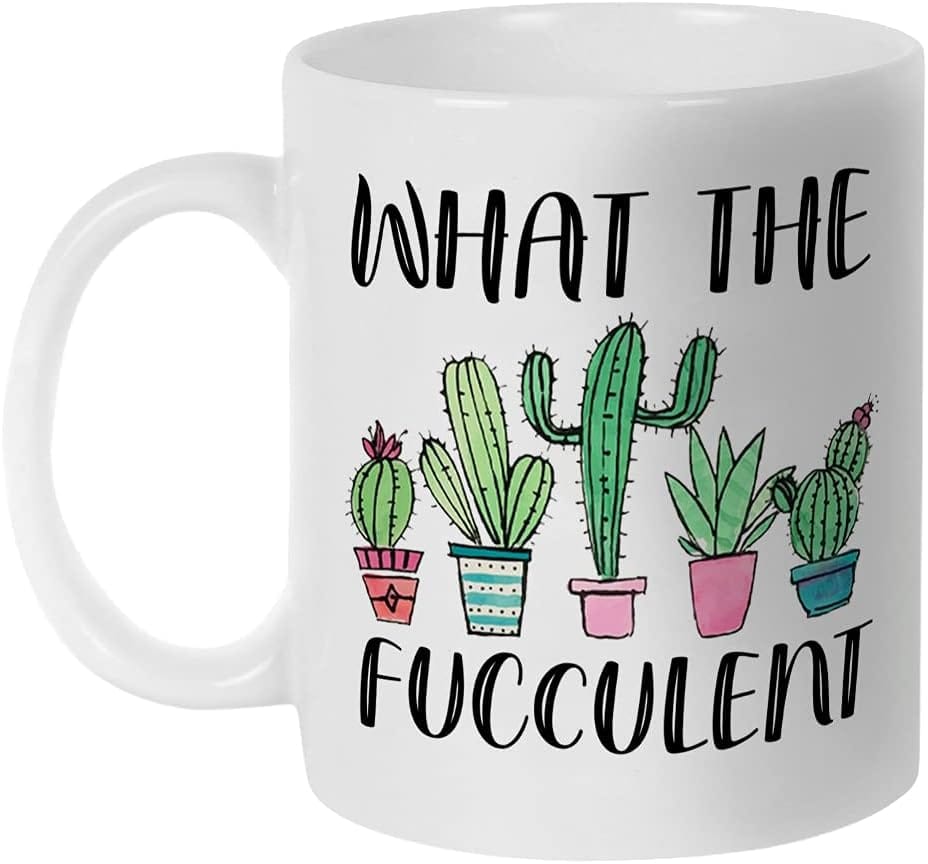Fatbaby What the Fucculent Cactus Succulent Plant Gardening Gifts for women, Funny Novelty Coffee Mug for Plant Lady, Gifts for Plant Lover
