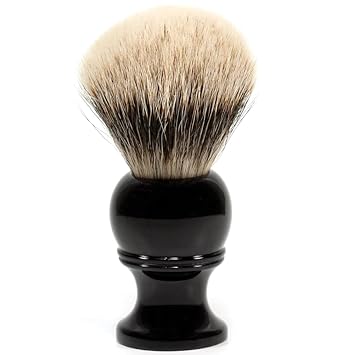 Fendrihan 2-Band Silvertip Badger Shaving Brush with Black Resin Handle for Personal and Professional Shaving