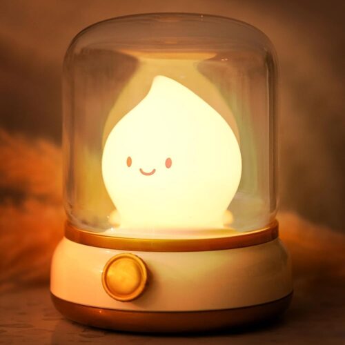 Flameless Candles Lamp, Led Candles,Candle Warmer Lamp, Cute Kerosene Lamp,Silicone Flame Amber Light,Adjustable Dimmable Rechargeable Night Light for Kids,Girls,Teenager Kids...