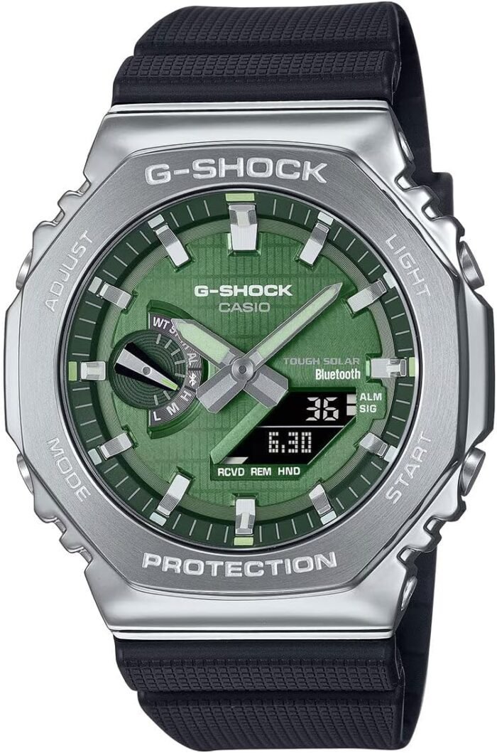 G-Shock Casio G-Steel Solar Connected Green Dial Black Resin Strap Watch - GBM2100A-1A3