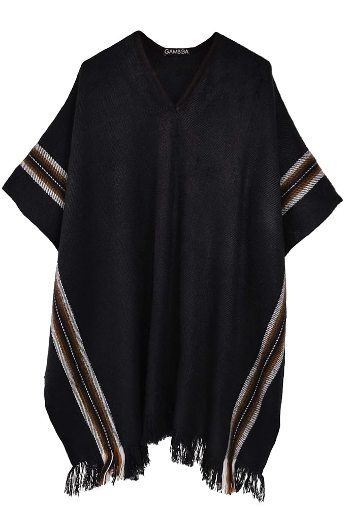 Gamboa Genuine Alpaca Wool Poncho Men Mexican Pancho Mens Cowboy Western Ponchos Adult Polo Neck