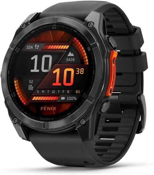 Garmin fēnix® 8 – 51 mm, AMOLED, Premium Multisport GPS Smartwatch, Long-Lasting Battery Life, Dive-Rated, Built-in LED Flashlight, Slate Gray with Black Band