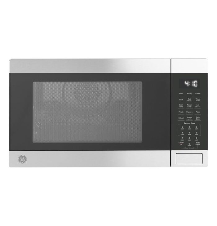 GE GCST10A1WSS 4-in-1 Microwave Oven, 1,050 Watts Air Fryer, Broiler & Convection Mode, Kitchen Essentials for The Countertop or Dorm Room, Child-Lock Technology 1.0 Cu. Ft,...