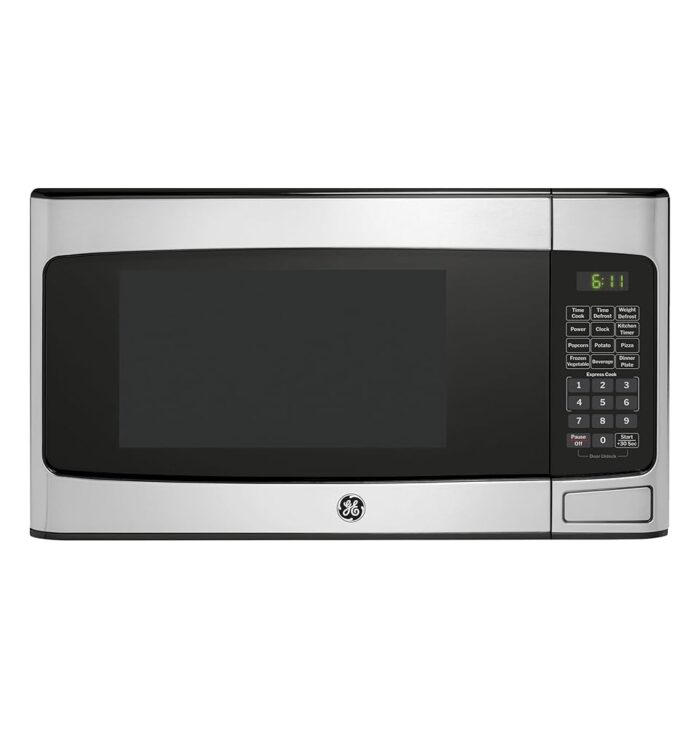 GE GCST11X1WSS Microwave Oven, 950-watt 6 Auto Cooking Settings, Kitchen Essentials for The Countertop, Dorm Room or Apartment, Child-Lock Technology 1.1 Cu. Ft, Stainless Steel