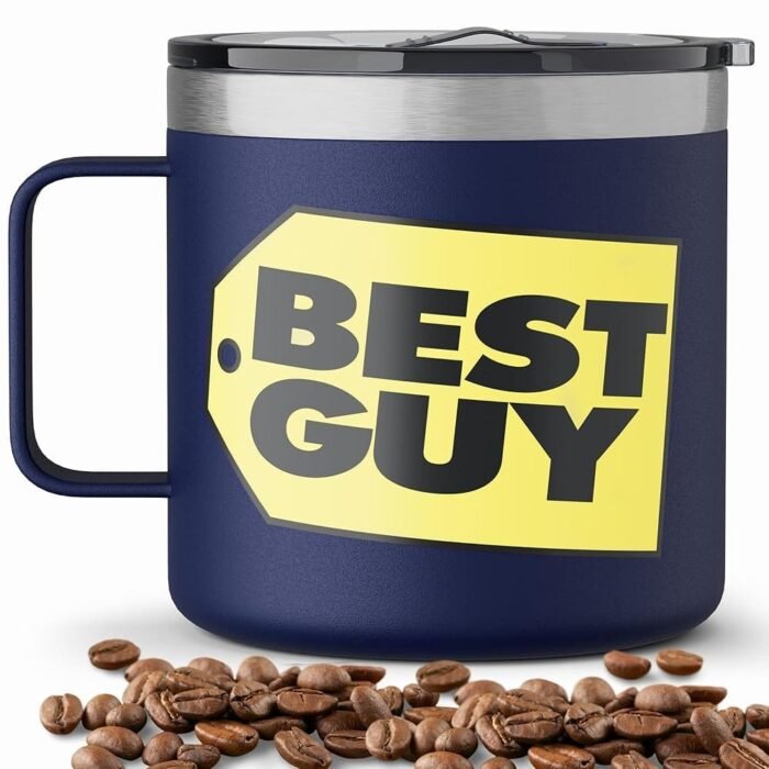Gifts for Men - BEST GUY Travel Coffee Mug 14oz, Dad Gifts, White Elephant Gifts, Funny Coffee Mug, Gifts for Him, Husband Gifts, Gifts for Boyfriend, Birthday Gifts, Christmas...