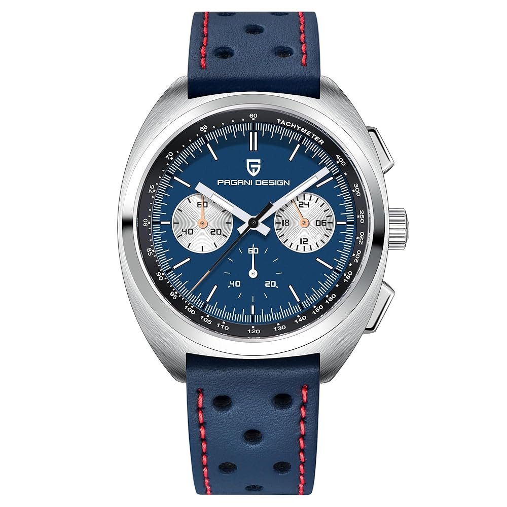 HaiQin Pagani Design 1782 Men’s Vintage Quartz Chronograph Watch AR Synthetic Sapphire VK63 Movement 100m Waterproof Multifunctional Sport Analog WristWatches