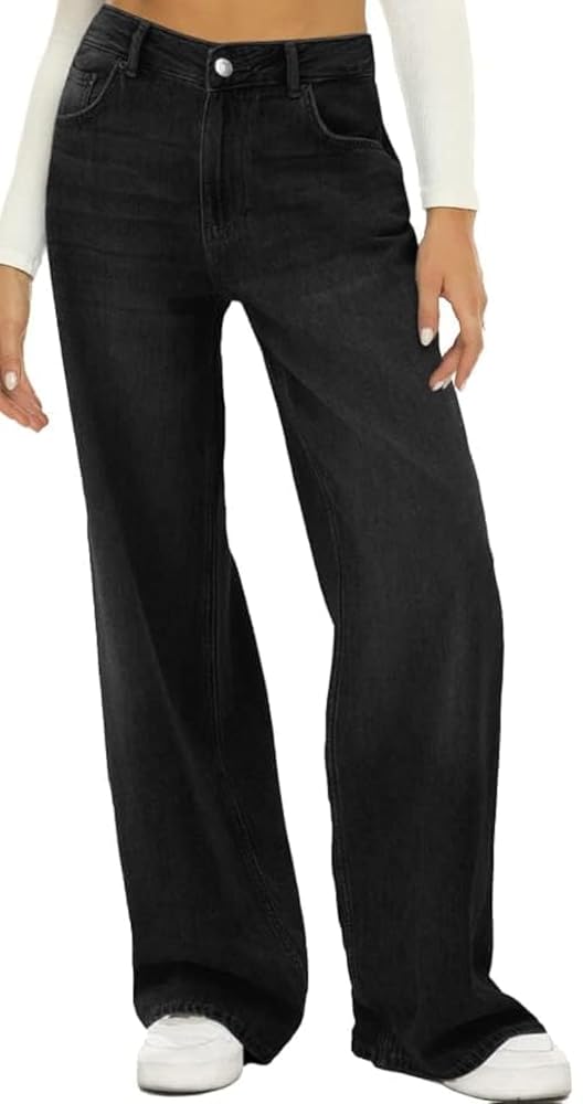 HDLTE Women Wide Leg Jeans High Waist Baggy Jeans Loose Boyfriend Jeans Denim Pants Y2K