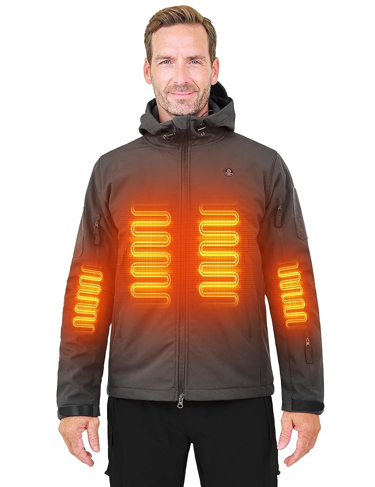 Heated Jacket for Men and Women, ANTARCTICA GEAR Winter Coat with 12V 16000mAh Battery Pack, Soft Shell Heating Hood Jacket