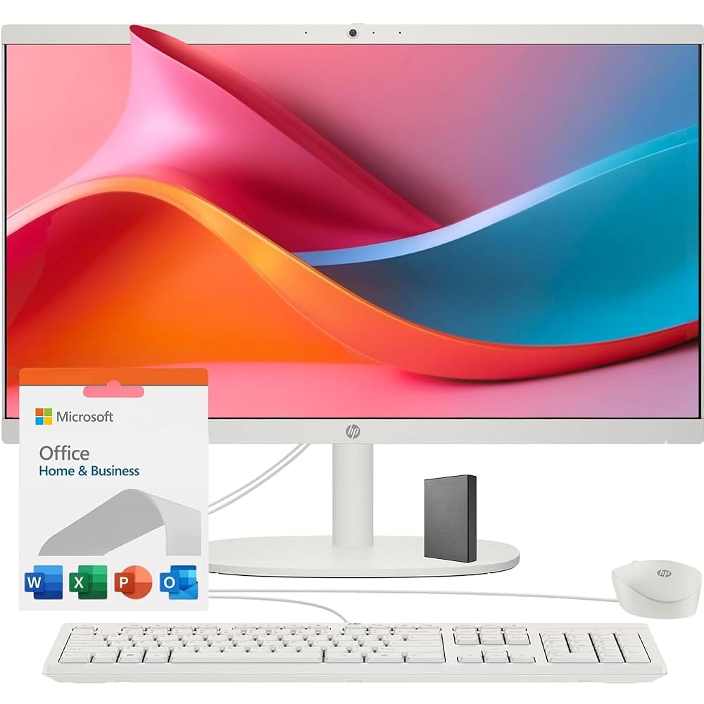 HP 22″ All-in-One Desktop PC • The New Version and Look • 12 Month Microsoft Office • 40GB RAM • 1TB Storage (512GB SSD and 512GB External) • FHD Display • Intel Celeron…