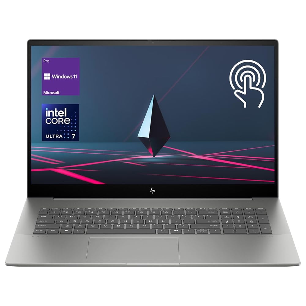 HP Envy Business AI Laptop, 17.3" FHD Touchscreen, Intel Core Ultra 7 155H, 64GB DDR5 RAM, 2TB SSD, Numeric Keypad, HDMI, Webcam, Backlit Keyboard, Wi-Fi 7, Windows 11 Pro, Grey
