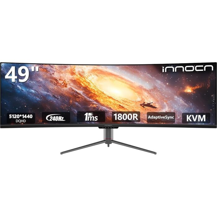 INNOCN 49" 240Hz Curved Monitor Ultrawide Gaming QHD 5120 x 1440P Computer Monitor, R1800, 99% sRGB, HDR400, USB Type C, DisplayPort, HDMI, Built-in Speakers, Height/Tilt...