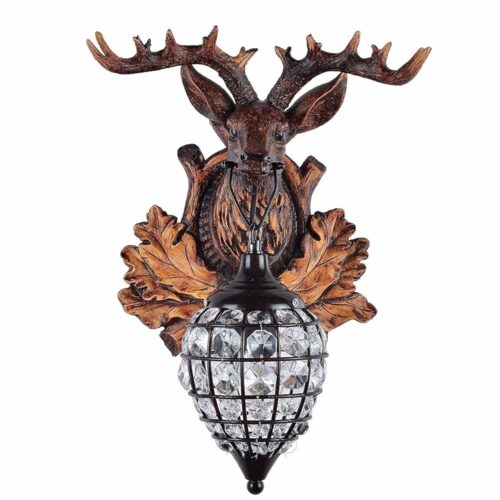 JHT Deer Head Resin Antler Wall Sconce 1 Light (Antique)