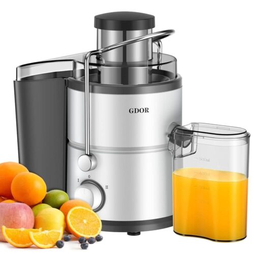 Juicer with 800W Motor, GDOR Juicer Machine with 3” Feed Chute, Dual Speeds Juice Maker for Fruits and Veggies, Anti-Drip Function Centrifugal Juicer, Include Cleaning Brush,...