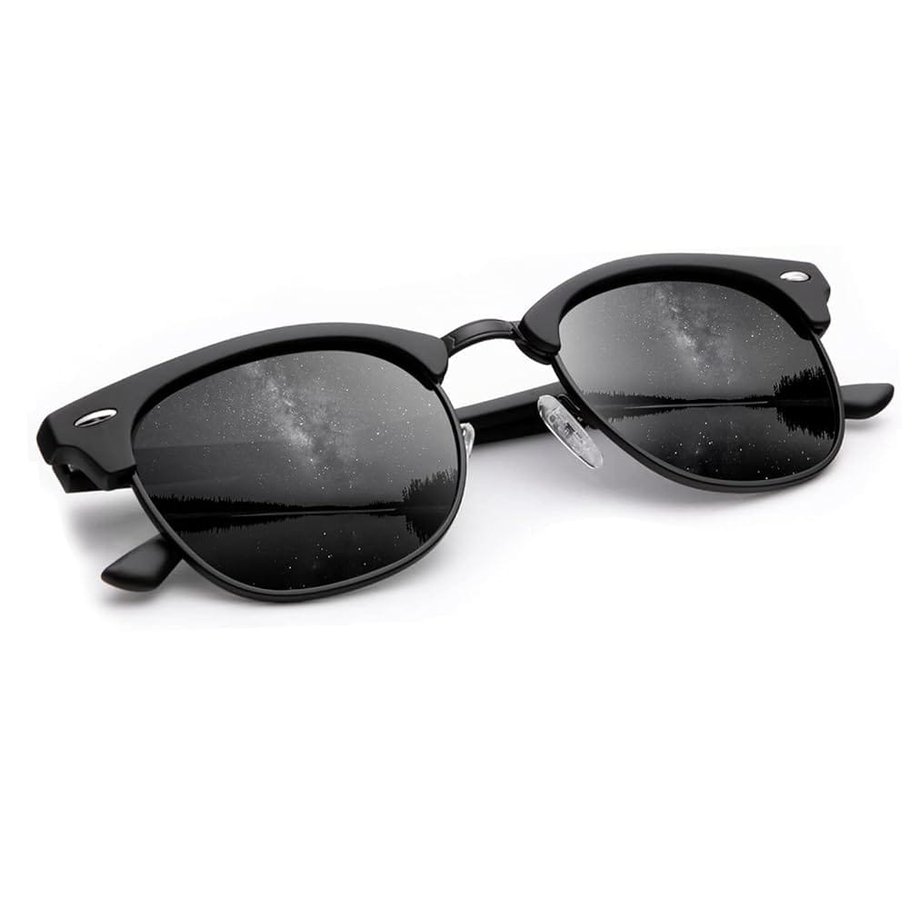 KALIYADI Sunglasses Men Polarized Sunglasses for Men Women Unisex Semi-Rimless Frame Retro Driving Sun Glasses UV Blocking