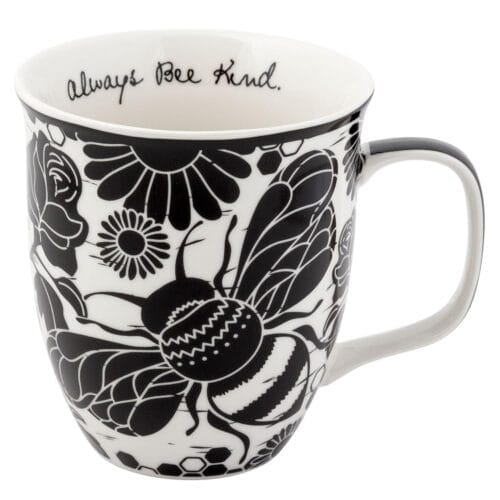 Karma Gifts 16 oz Black and White Boho Mug Bee - Cute Coffee and Tea Mug - Ceramic Coffee Mugs for Women and Men, 1 Count (Pack of 1)