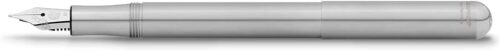 Kaweco LILIPUT Fountain Pen Stainless Steel I Premium Stainless Steel Fountain Pen for Ink Cartridges I Exclusive Fountain Pen 12.5 cm I Nib: M (Medium)