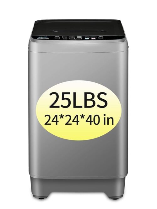 KRIB BLING Full Automatic Washing Machine with LED Display, 25 lbs Portable Washer Drain Pump, 10 Programs & 8 Water Levels Selections, Ideal for Camping, Apartment, Dorm, GREY,...